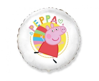 Fóliový balonek kruh Prasátko Peppa bílý 46cm