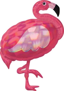 Foliový balonek holografický Plameňák 83 cm