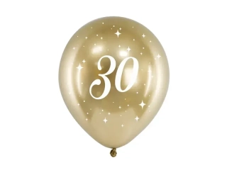 Latexové balonky metalické zlaté 30. narozeniny - 6 ks
